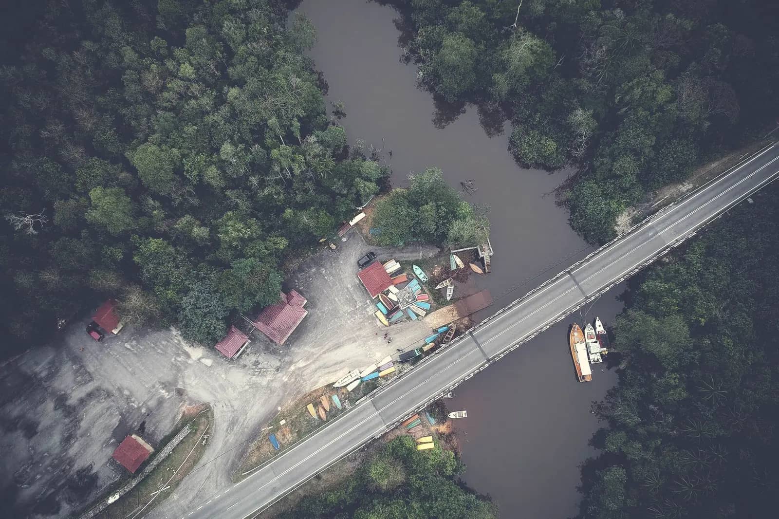 Aerial view of a bridge over water